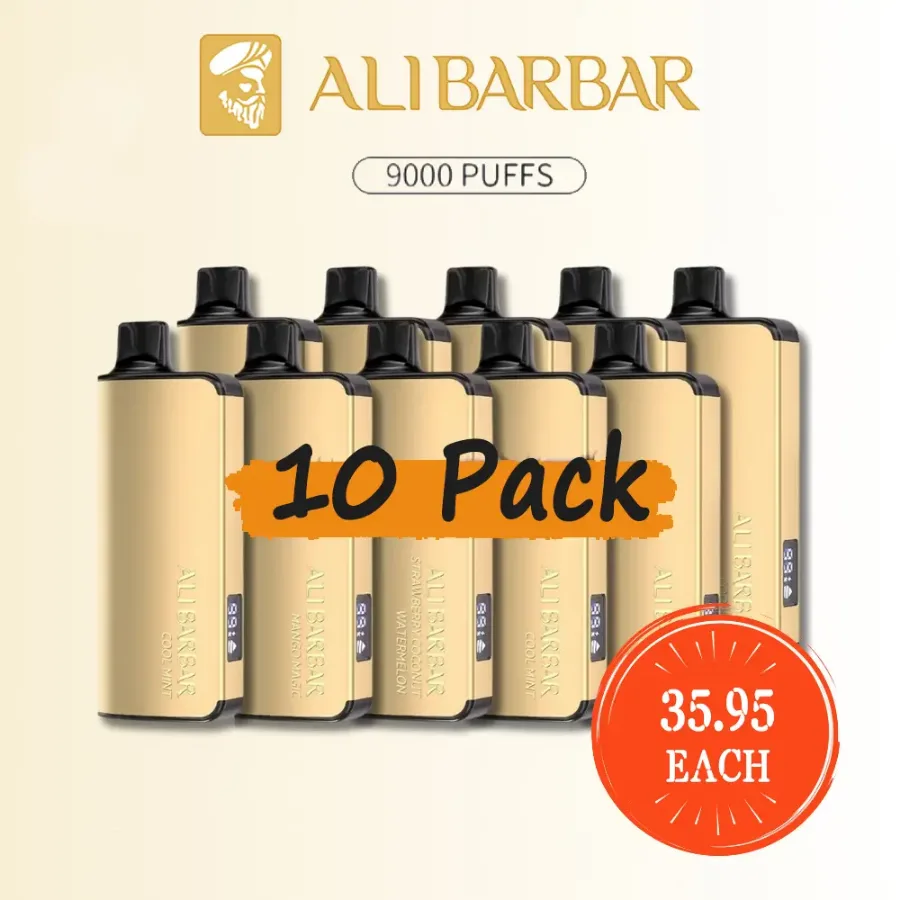 Alibarbar Ingot 9000 10pcs Bundle, multipack of disposable vapes