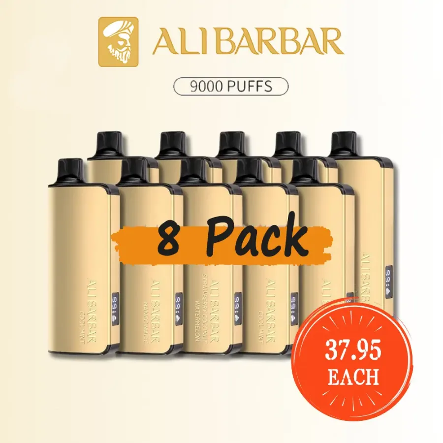 Alibarbar Ingot 9000 8pcs Bundle, multipack of disposable vapes