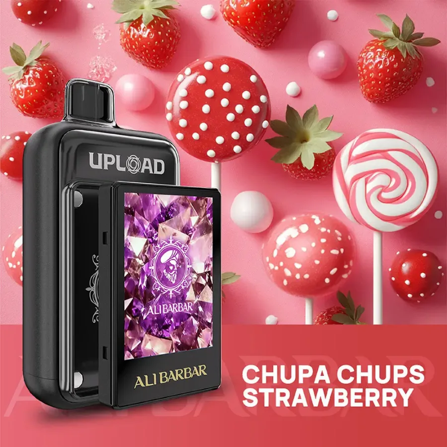 Chupa Chups Strawberry Alibarbar Upload 25000 Vape, disposable vape
