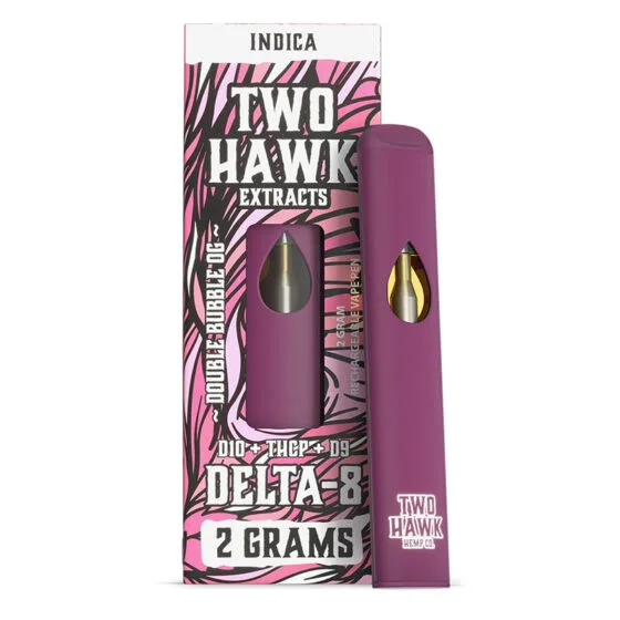 Delta 8 THC Vape Pen with D10 + THC-P – Double Bubble OG – Indica 2g – Two Hawk Hemp Co., THC vape pen