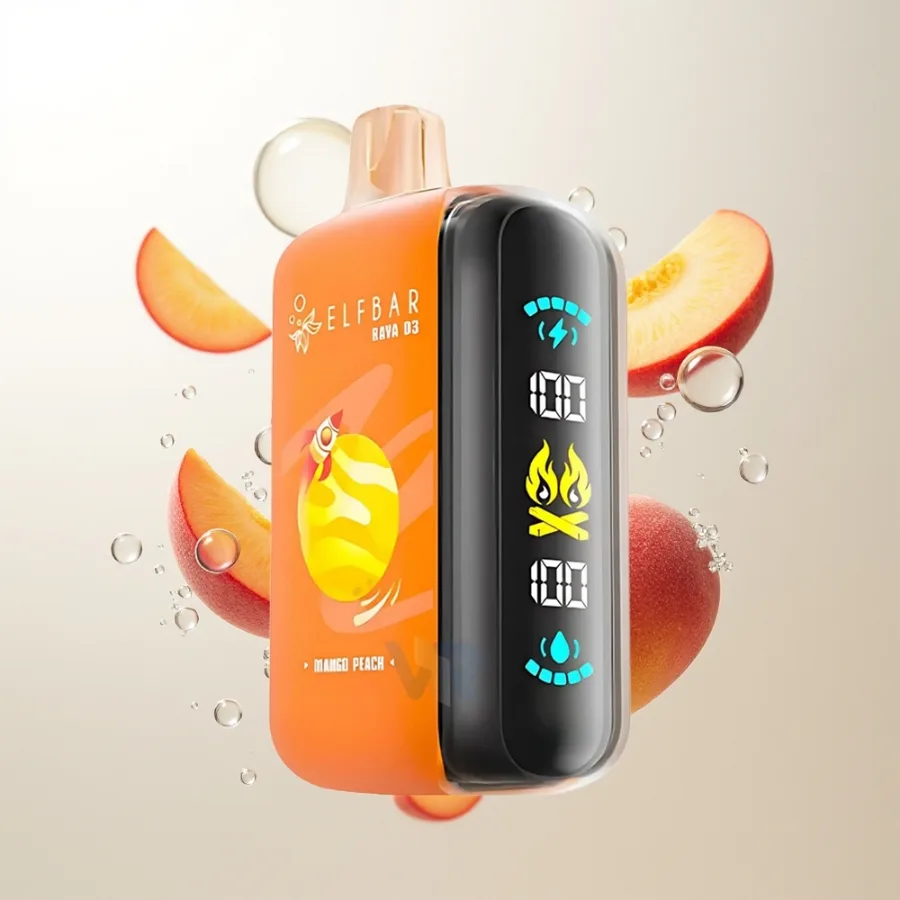 Elf Bar Raya D3 25000 Puffs Rechargeable Type-C Mango Peach, disposable vape