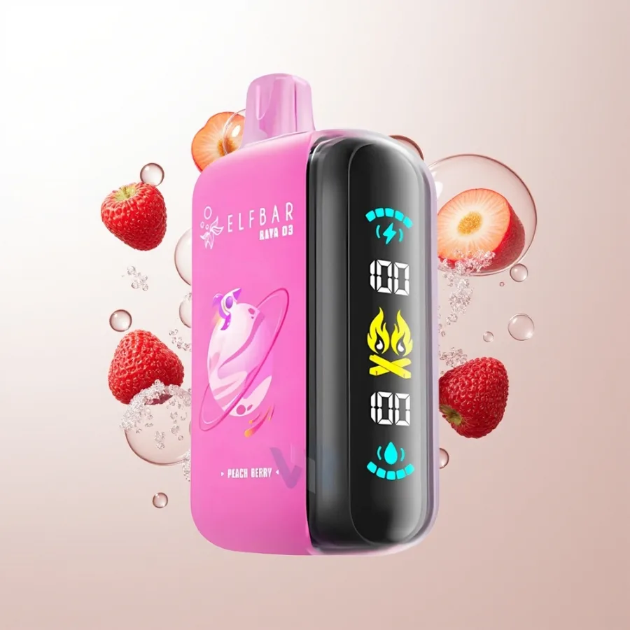 Elf Bar Raya D3 25000 Puffs Rechargeable Type-C Peach Berry, disposable vape