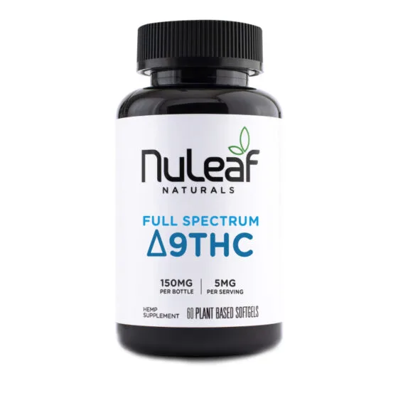 Full Spectrum Delta 9 THC Capsules – Nuleaf Naturals, THC oil tincture bottle