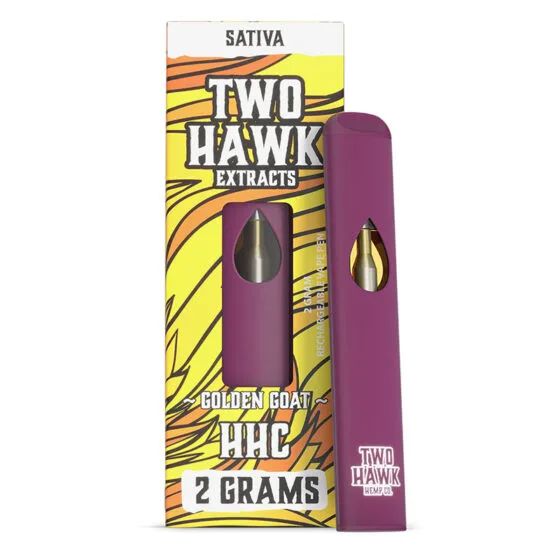 HHC Vape Pen – Golden Goat – Sativa 2g – Two Hawk Hemp Co., THC vape pen