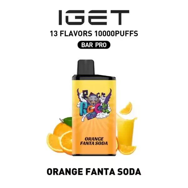 Orange Fanta Soda IGET Bar Pro 10000 Puffs, disposable vape
