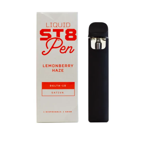 Liquid St8 – Delta 10 Disposable – Rechargeable Pen – Lemonberry Haze – 1g, THC vape pen