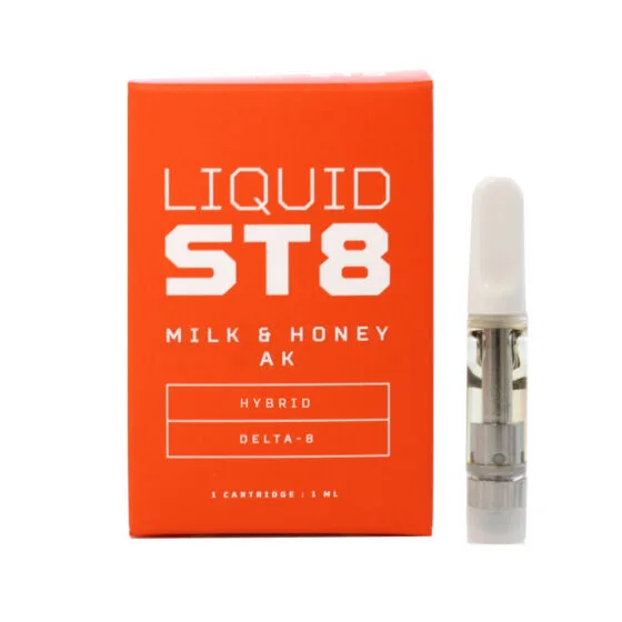 Liquid St8 – Delta 8 Vape – Ceramic C-Cell Cartridges – Milk & Honey Ak – 1ml, THC vape cartridge