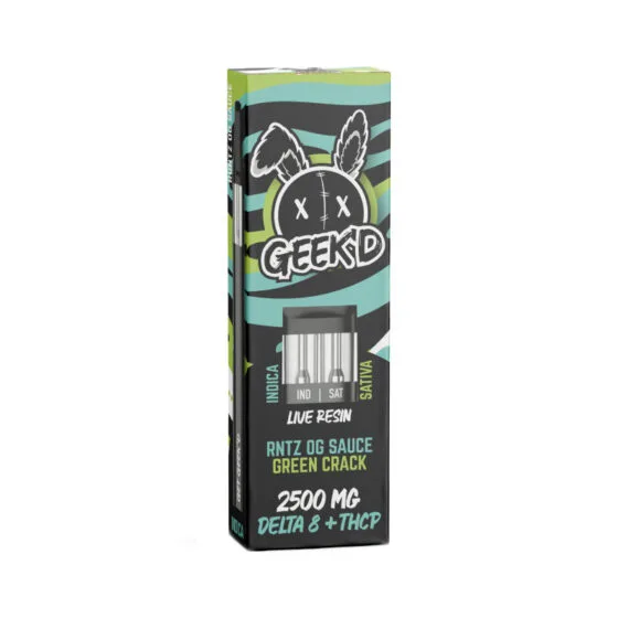 Live Resin Delta 8 THC Vape Pen with Phc + Thcjd – Green Crack & Runtz OG – 2.5g – Geek’d, THC vape pen