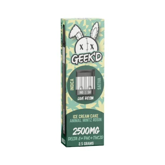Live Resin Delta 8 THC Vape Pen with Phc + Thcjd – Ice Cream Cake & Animal Mntz Rosin – 2.5g – Geek’d, THC vape pen