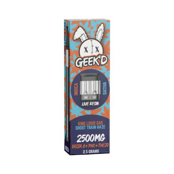 Live Resin Delta 8 THC Vape Pen with Phc + Thcjd – King Louie’s Gas & Ghost Train Haze – 2.5g – Geek’d, THC vape pen