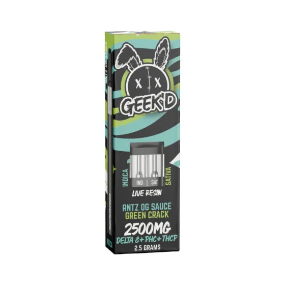Live Resin Delta 8 THC Vape Pen with Phc + Thcjd – Rntz OG Sauce & Green Crack – 2.5g – Geek’d, THC vape pen