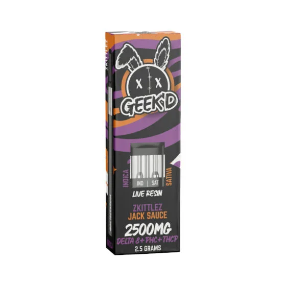 Live Resin Delta 8 THC Vape Pen with Phc + Thcjd – Zkittles & Jack Sauce – 2.5g – Geek’d, THC vape pen