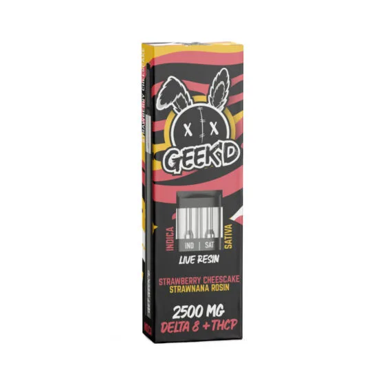 Live Resin Delta 8 THC Vape Pen with THC-P – Strawnana & Strawberry Cheesecake – 2.5g – Geek’d, THC vape pen