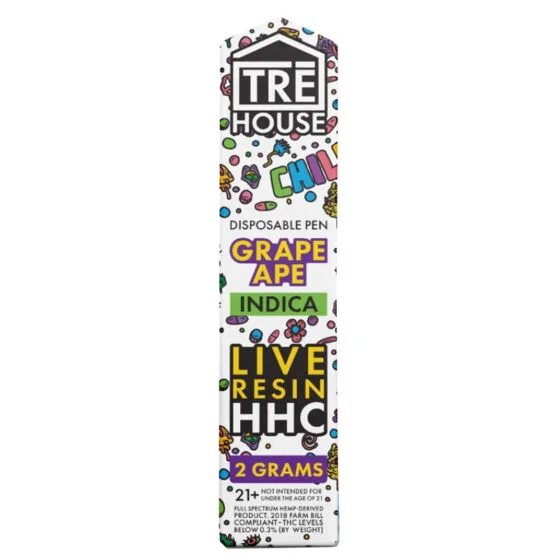 Live Resin HHC Vape Pen – Grape Ape – Indica 2g – Trē House, THC vape pen
