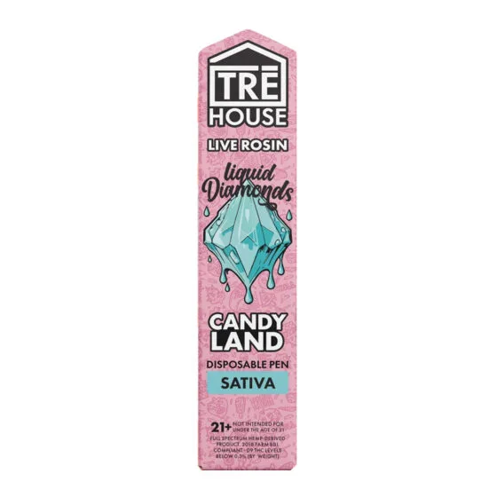 Live Rosin Liquid Diamonds THC Vape Pen with D8 + D9 + D10 + HHC + THC-P – Candy Land – Sativa 2g – Trē House, THC vape pen
