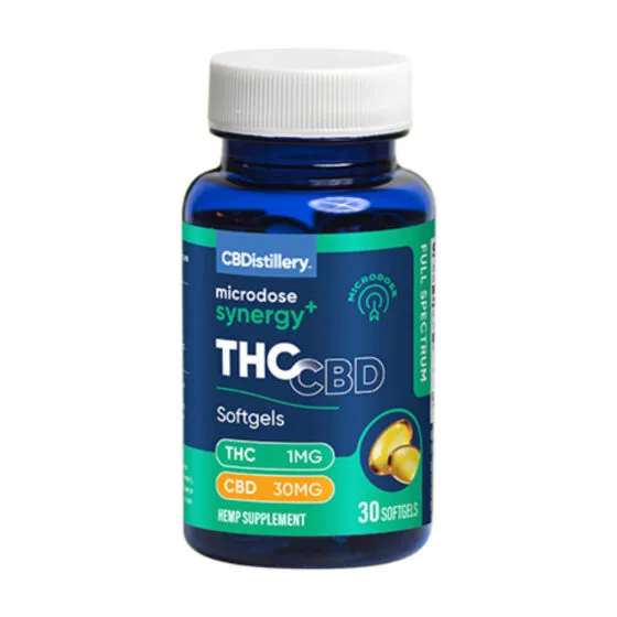 Microdose Synergy CBD + THC Capsules – Cbdistillery, THC oil tincture bottle