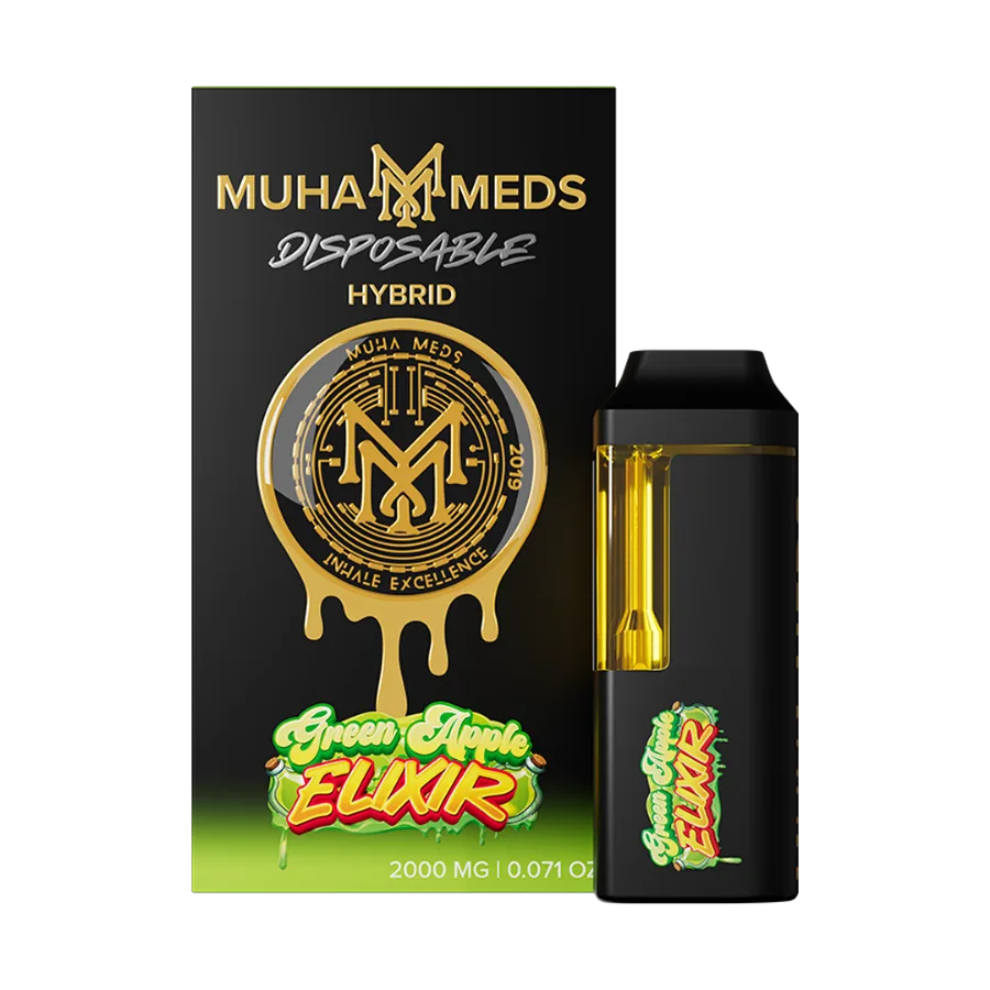 Muha Meds Green Apple Elixir THC | Hybrid 2g Disposable, disposable vape