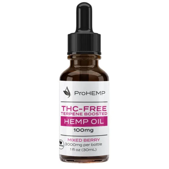 Prohemp – Hemp Tincture – THC-Free Hemp Oil – Mixed Berry – 3000mg, THC oil tincture bottle