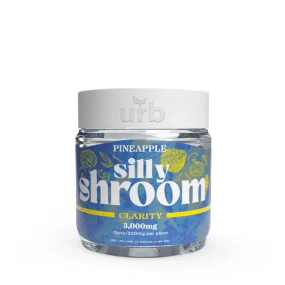 Silly Shroom CBD Gummies for Clarity – Pineapple – Urb Finest Flowers, mushroom gummies pack