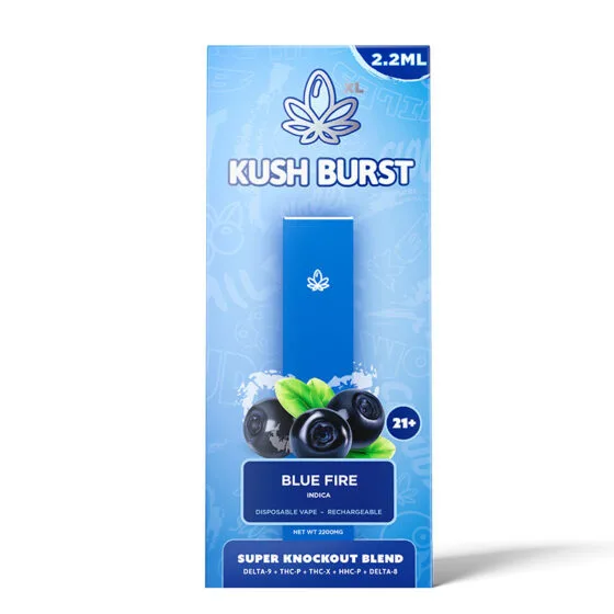 Super Knockout THC Vape Pen with Delta 9 + THC-P + THC-X + HHC- P + Delta 8 – Blue Fire- Kush Burst, THC vape pen