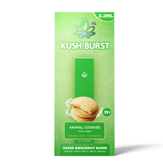 Super Knockout THC Vape Pen with Delta 9 + THC-P + THC-X + HHC- P + Delta 8 – Animal Cookies – Kush Burst, THC vape pen