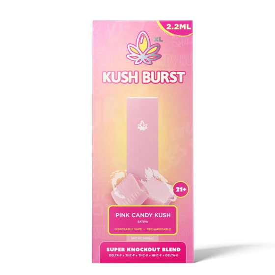 Super Knockout THC Vape Pen with Delta 9 + THC-P + THC-X + HHC- P + Delta 8 – Pink Candy Kush – Kush Burst, THC vape pen
