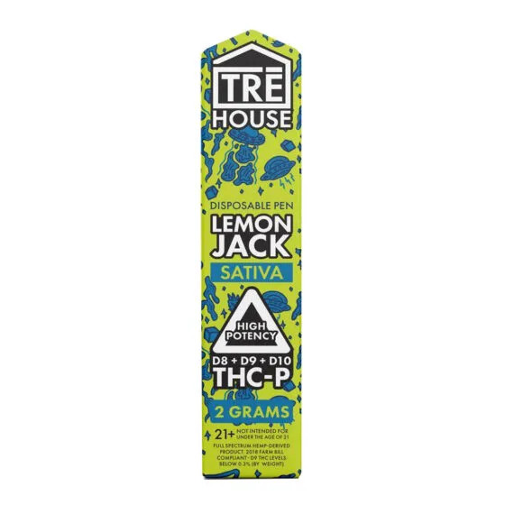 THC-P Vape Pen with D8 + D9 + D10 – Lemon Jack – Sativa 2g – Trē House, THC vape pen